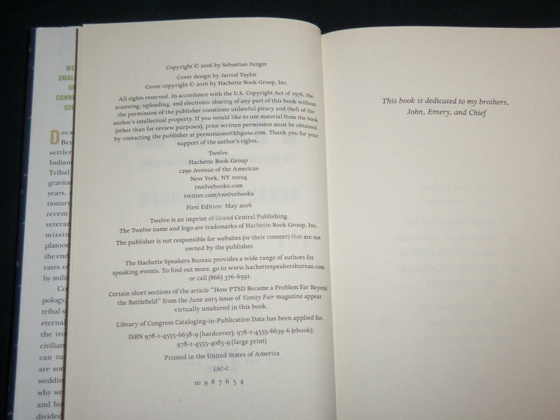2016 TRIBE ONE HOMECOMING & BELONGING BOOK BY SEBASTIAN JUNGER - KD 6708