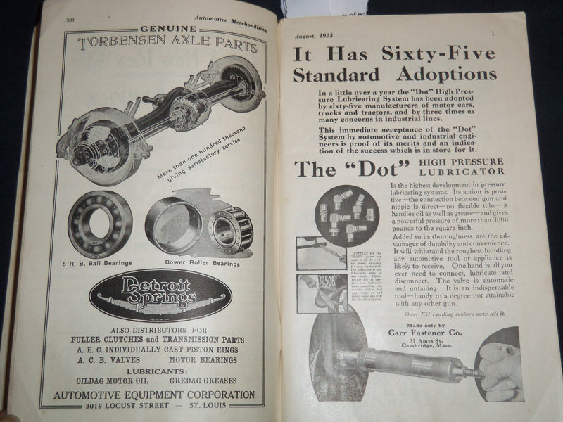 1923 AUGUST AUTOMOTIVE MERCHANDISING MAGAZINE - SALES & SERVICE - J 8599