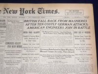 1917 DECEMBER 3 NEW YORK TIMES - BRITISH FALL BACK FROM MASNIERES - NT 8250