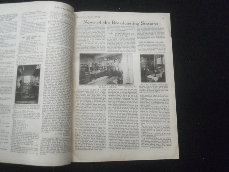1922 MAY RADIO MAGAZINE - CALIFORNIA HEARS NEW YORK BY RADIOPHONE - B 433Y