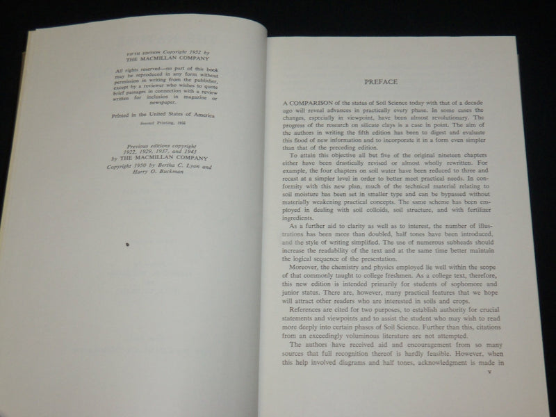 1952 THE NATURE AND PROPERTIES OF SOILS HARDCOVER BOOK - FIFTH EDITION - KD 6443