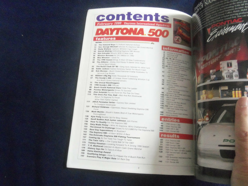 1990 FEB 18 32ND DAYTONA 500 RACING PROGRAM W/PATCH - GREAT PHOTOS - SP 3744C