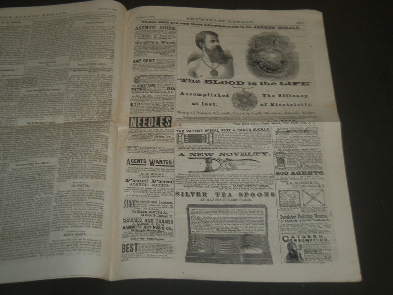 1880 JANUARY 1 THE AGENTS' HERALD NEWSPAPER - PHILADELPHIA - NICE ADS - NP 4250