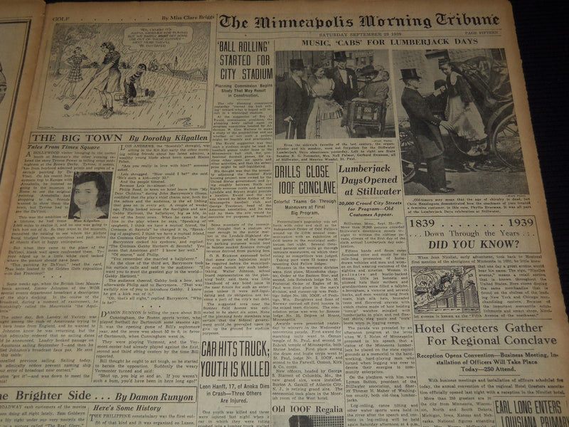 1939 SEPTEMBER 23 MINNEAPOLIS MORNING TRIBUNE - ARMIES SHIFT WEST FRONT- NT 9539
