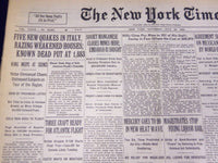 1930 JULY 26 NEW YORK TIMES - 5 NEW QUAKES IN ITALY, 1883 KNOWN DEAD - NT 1559