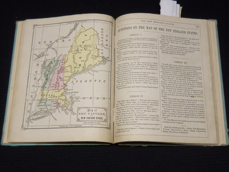 1874 WARREN'S NEW PRIMARY GEOGRAPYH BOOK - NICE COLOR MAPS - KD 2951D