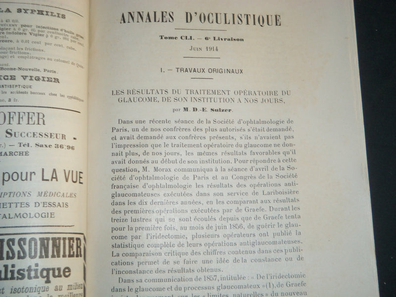 1910-1919 ANNALES D'OCULISTIQUE MAGAZINE LOT OF 60 + 4 VOLUMES - R 1106