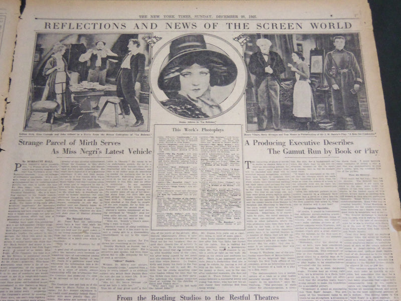 1925 DEC 20 NY TIMES DRAMA SECTION - 100 NEEDIEST CASES - NEYSA MCMEIN - NT 7066