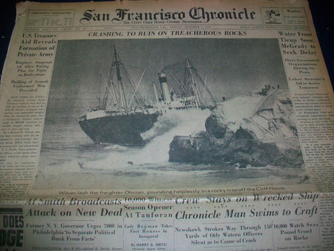 1936 OCTOBER 9 SAN FRANCISCO CHRONICLE NEWSPAPER SECTION OHIOAN ASHORE - NP 841