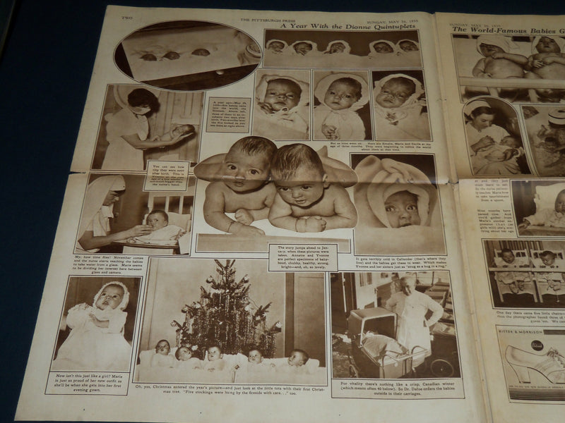 1935 MAY 26 THE PITTSBURGH PRESS SUNDAY METRO GRAVURE - DIONEE QUINTS - NP 4543