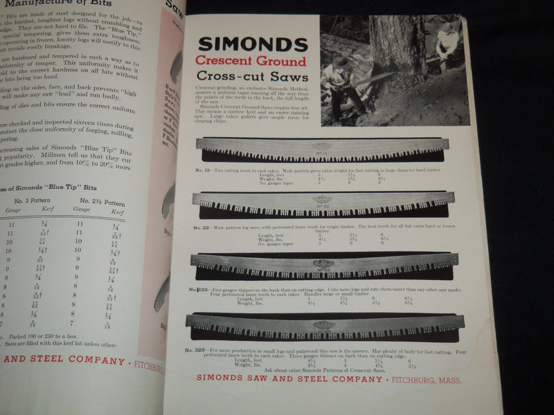 1950'S CUTLER WOOD & SANDERSON CO. SIMONDS SAW & STEEL CATALOGUE - J 9036