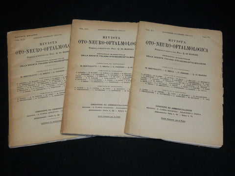 1938-1940 RIVISTA OTO NEURO OFTALMOLOGICA MAGAZINE LOT OF 3 - WR 572C