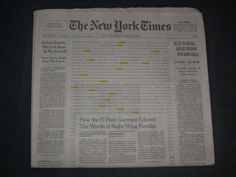 2019 AUGUST 12 NEW YORK TIMES - EL PASO GUMAN ECHOED WORDS OF RIGHT-WING PUNDITS