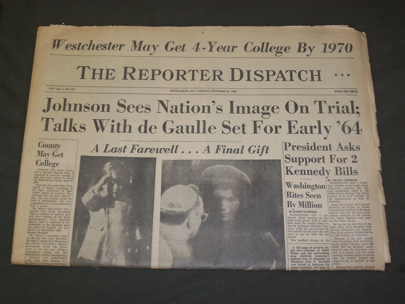 1963 NOV 26 THE REPORTER DISPATCH NEWSPAPER - JOHN F. KENNEDY FUNERAL - NP 3213