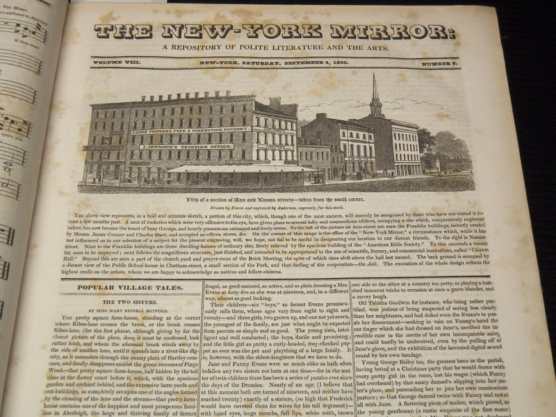1830-1831 NEW YORK MIRROR AND LADIES GAZETTE BOUND VOLUME NO. 8 - KD 4675I