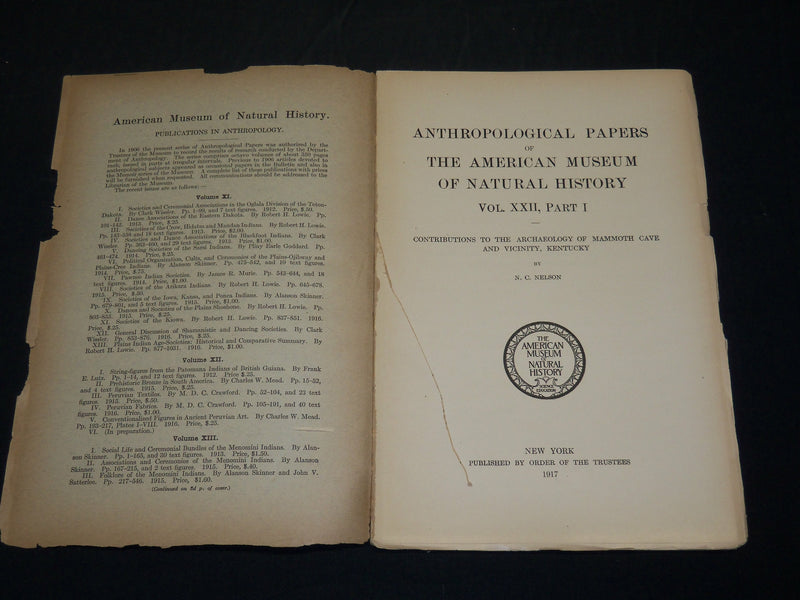 1917-1933 ANTHROPOLOGICAL PAPERS - NATURAL HISTORY LOT OF 5 ISSUES - WR 336D