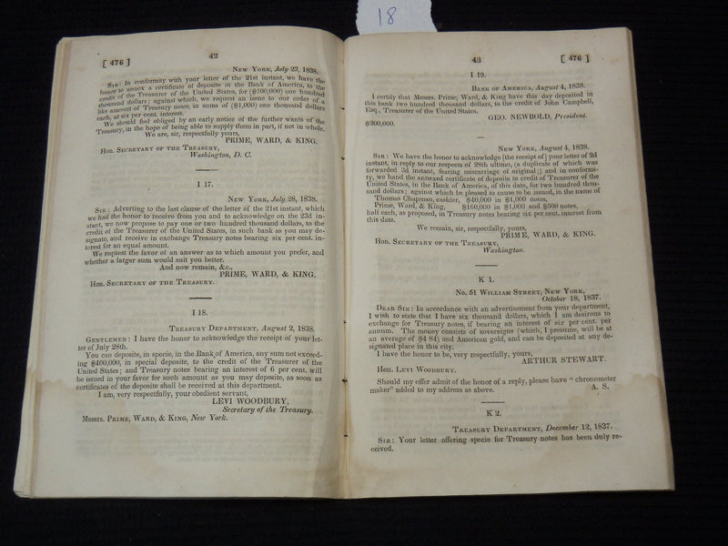 1840 MAY 19 SECRETARY OF THE TREASURY REPORT LOT OF 2 - 26TH CONGRESS - K 2023