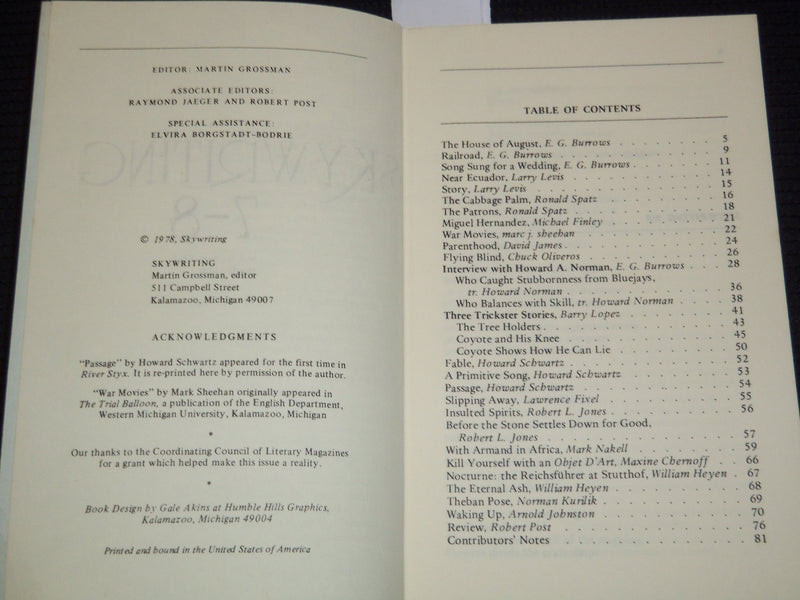 1978 SPRING SKYWRITING 7-8 SOFTCOVER BOOK - VOLUME 3 NO'S 1 & 2 - J 7394