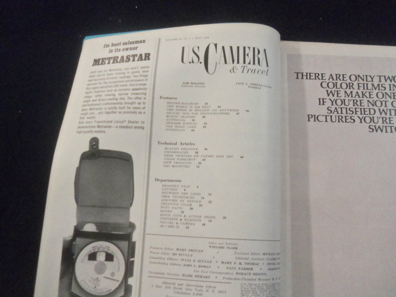 1966 MAY U.S CAMERA & TRAVEL MAGAZINE - HOW TO MAKE YOUR VACATION LAST- SP 4713U