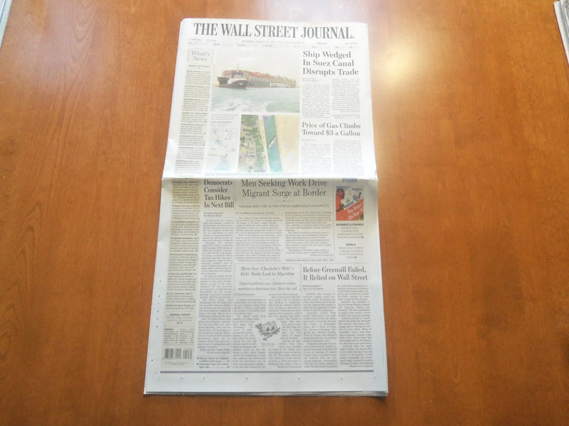 2021 MARCH 25 THE WALL STREET JOURNAL - SHIP WEDGED IN SUEZ CANAL DISRUPTS TRADE