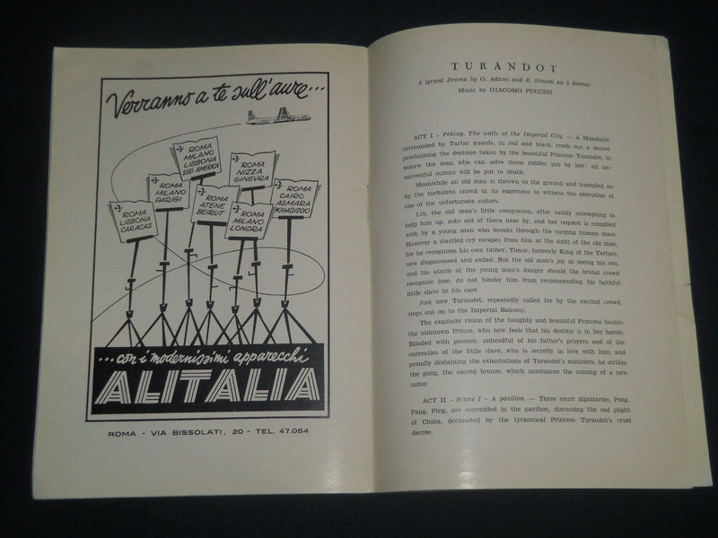 1954 TERME DI CARACALLA ITALIAN PROGRAM LOT OF 2 - TURANDOT - PUCCINI - J 4280