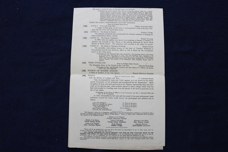 1916 OCTOBER 21 THE YALE PAGEANT PROGRAM - YALE BOWL - K 1671
