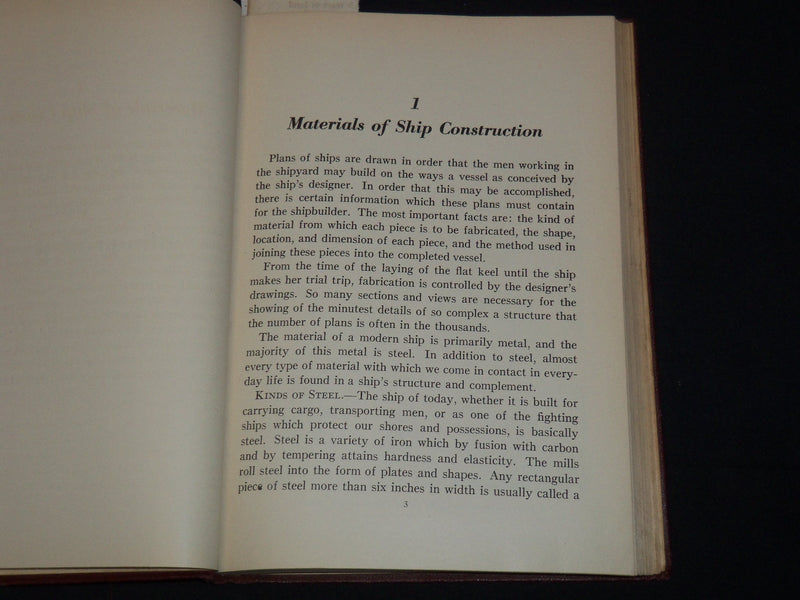 1942 SHIP STRUCTURE AND BLUEPRINT READING HARDCOVER BOOK BY H. L. HEED - KD 2630