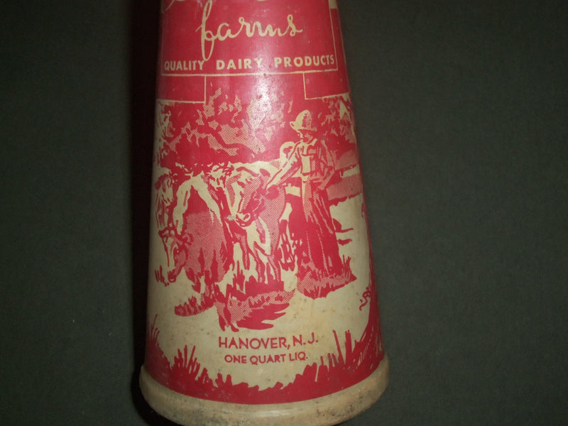 VINTAGE LONE PINE FARMS 1 QUART LIQUID MILK CONTAINER - HANOVER NEW JERSEY