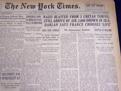 1941 MAY 24 NEW YORK TIMES - NAZIS BLASTED FROM 2 CRETAN TOWNS - NT 1077