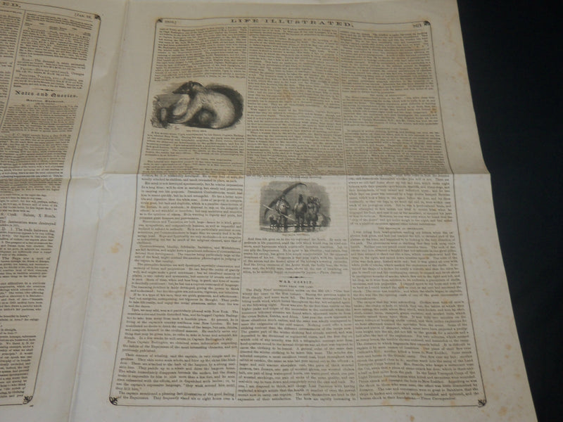 1856 JANUARY 12 LIFE ILLUSTRATED NEWSPAPER - ESQUIMAUX INDIANS - NP 4794