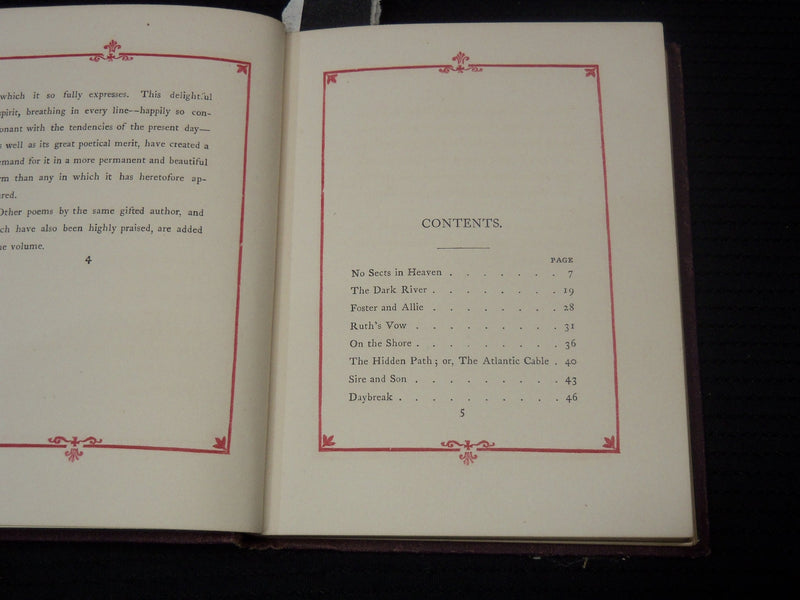 1869 NO SECTS IN HEAVEN AND OTHER POEMS BOOK BY E. H. J. CLEAVELAND - K 2098