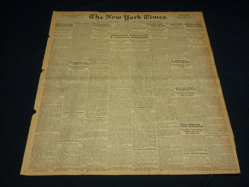 1915 JANUARY 10 NEW YORK TIMES - WILSON'S HAT IN RING - NT 7820