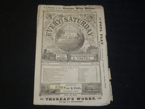 1868 JULY 18 EVERY SATURDAY MAGAZINE - NICE ARTICLES & ADS - J 5471