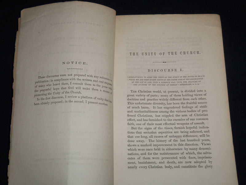 1858 THE UNITY OF THE CHURCH BY REV. R. JEFFERY - FOURTH BAPTIST CHURCH - J 8858