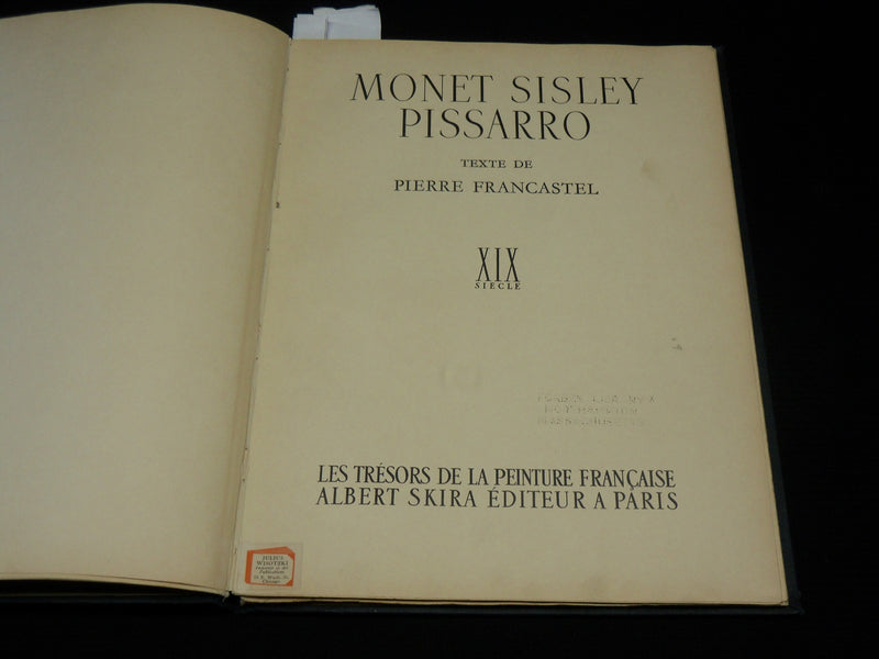 1939 MONET SISLEY PISSARRO BOOK BY PIERRE FRANCASTEL - FRENCH - PRINTS - R 732P