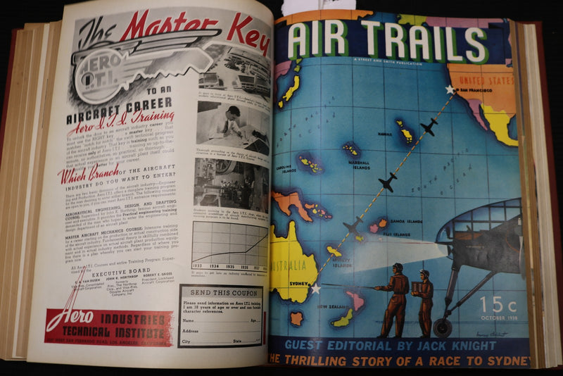 1938 JUNE-SEPTEMBER AIR TRAILS MAGAZINE BOUND VOLUME - GREAT COVERS - KD 944B