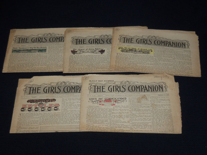 1907 THE GIRLS' COMPANION NEWSPAPER LOT OF 5 ISSUES - K 568