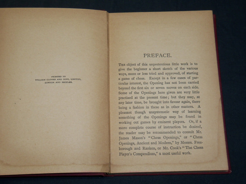 1912 CHESS OPENINGS FOR BEGINNERS BY REV. E. E. CUNNINGTON - KD 2755F