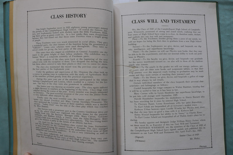 1925 THE RIPPLE CAMPBELLSPORT HIGH SCHOOL YEARBOOK - CAMPBELLSPORT, WI - K 3298