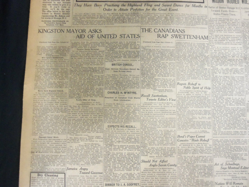 1907 JANUARY 22 THE BOSTON HERALD - ENGLAND STARTS INQUIRY ON SWETTENHAM - BH 19