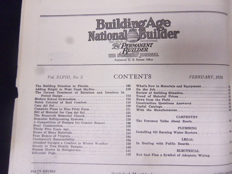 1926 FEBRUARY BUILDING AGE MAGAZINE - GREAT ADS & PHOTOS - ST 2946