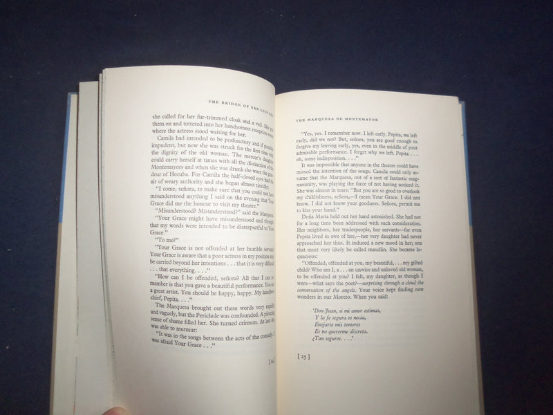 1955 THE BRIDGE OF SAN LUIS REY HARDCOVER BOOK BY THORNTON WILDER - KD 8158