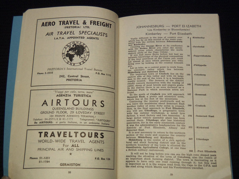 1952 THE AIR TRAVEL HANDBOOK FOR SOUTHERN AFRICA BOOK - SOFTCOVER - J 7995