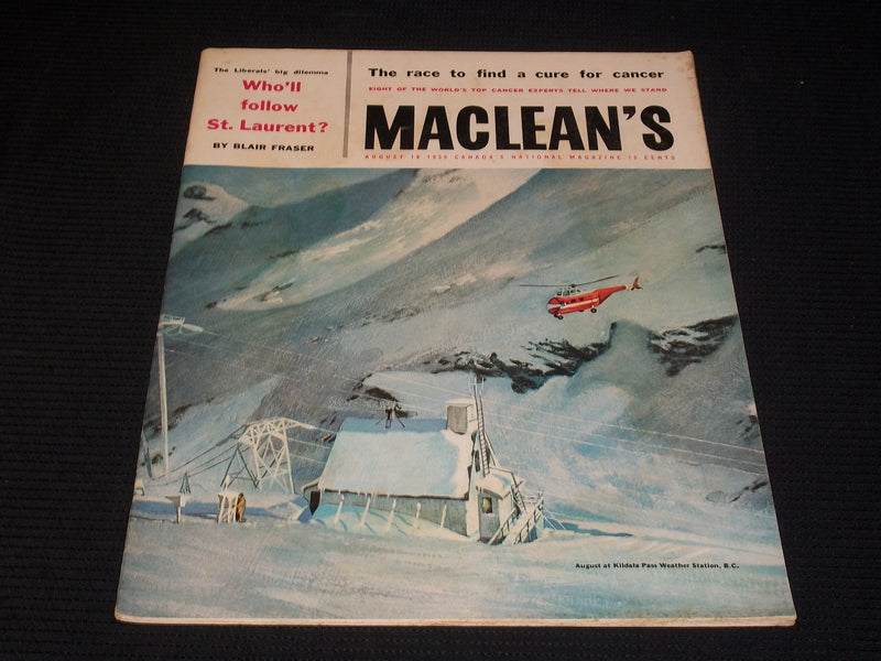 1956 AUGUST 18 MACLEAN'S MAGAZINE - KILDA PASS B.C. FRONT COVER - E 4548