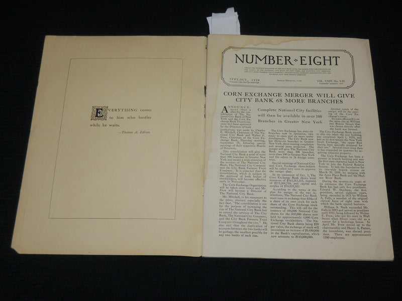 1929 OCTOBER NUMBER EIGHT - CITY BANK CLUB MAGAZINE - NICE PHOTOS - J 7011