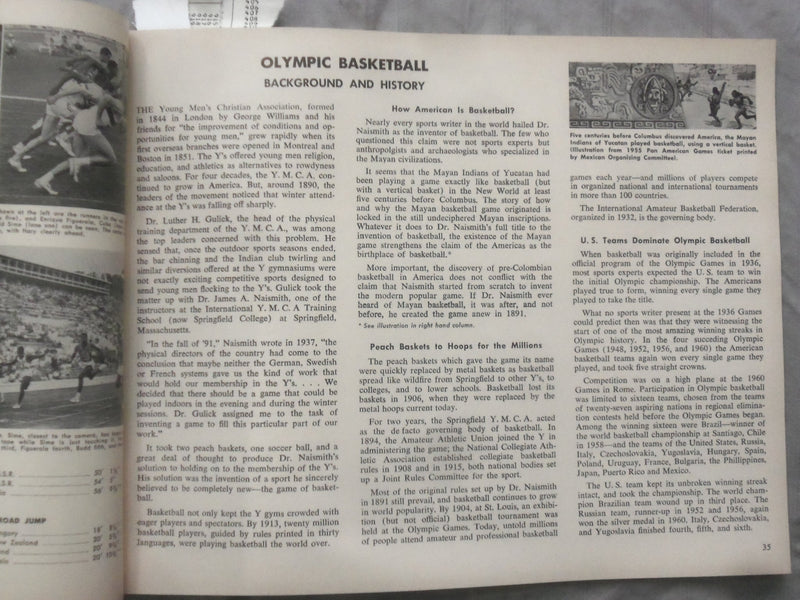1964 OLYMPIC SPORTS - A HANDBOOK SOFTCOVER BOOK - K 270