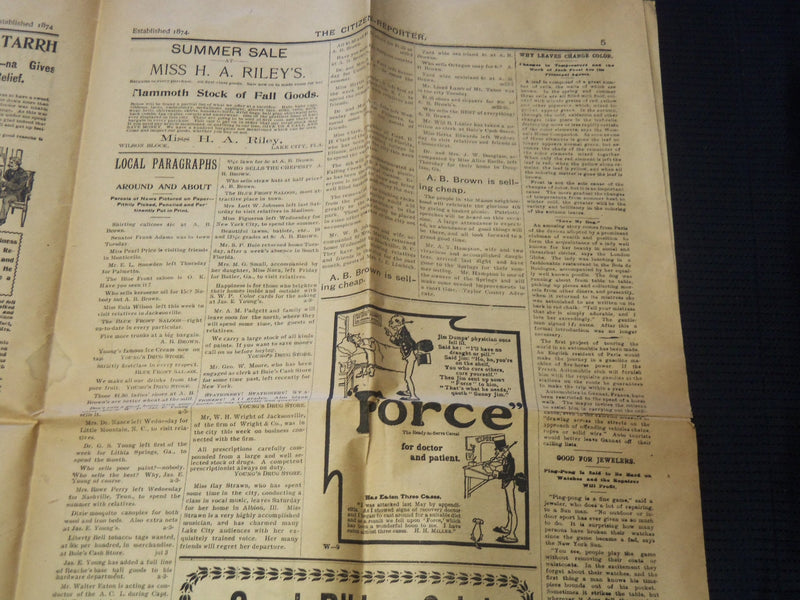 1903 JULY 3 THE CITIZEN REPORTER NEWSPAPER - LAKE CITY FLORIDA - NP 8957