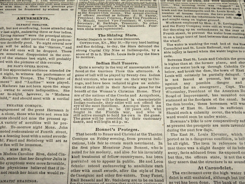 1876 MAY 11 ST. LOUIS GLOBE DEMOCRAT NEWSPAPER - CENTENNIAL EXPOSITION - NP 4825