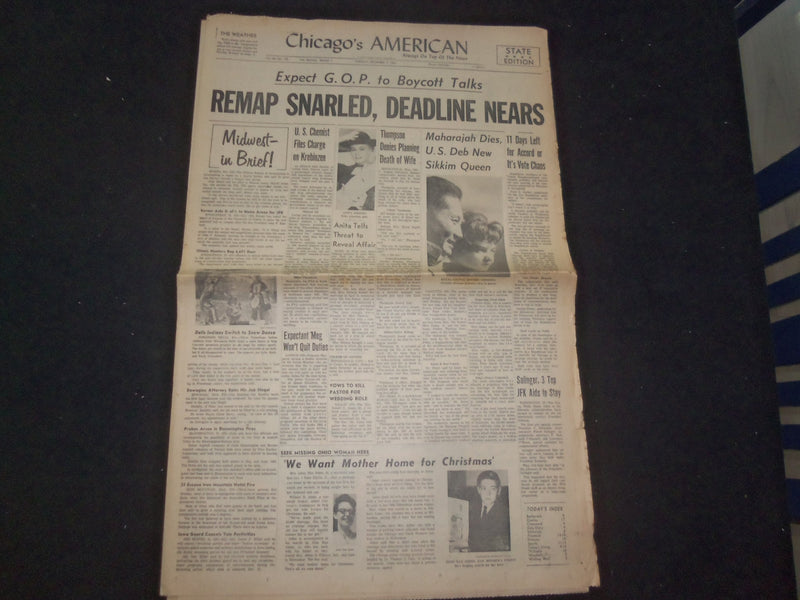 1963 DEC 3 CHICAGO'S AMERICAN NEWSPAPER - REMAP SNARLED, DEADLINE NEARS- NP 8050