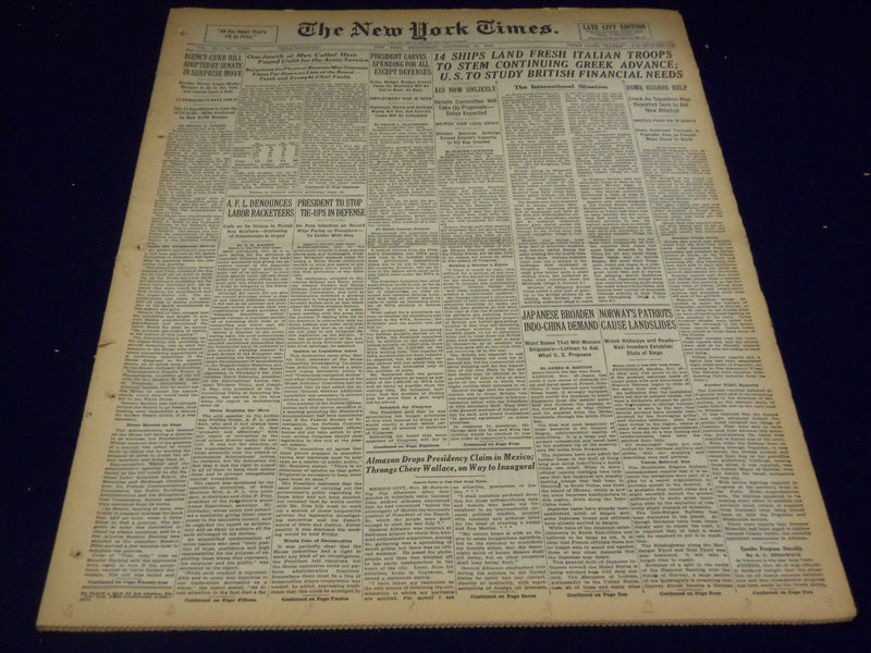 1940 NOVEMBER 27 NEW YORK TIMES - FRESH ITALIAN TROOPS TO STEM GREEKS - NT 2497